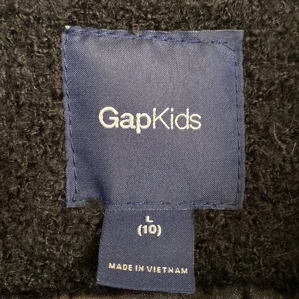 GAP Kids Black Bouclé Belted Pea Coat